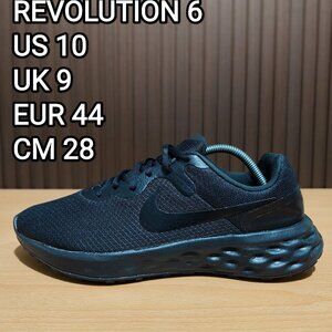 Men's Nike Revolution 6 Running Shoes Sneakers Triple Black Color Way Size US 10